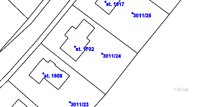 Parcela st. 3011/24 v KÚ Cvikov, Katastrální mapa
