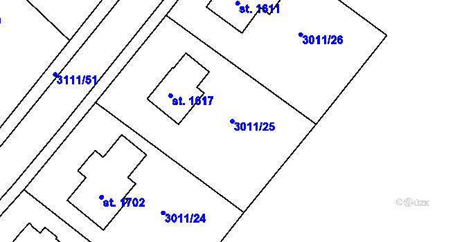 Parcela st. 3011/25 v KÚ Cvikov, Katastrální mapa