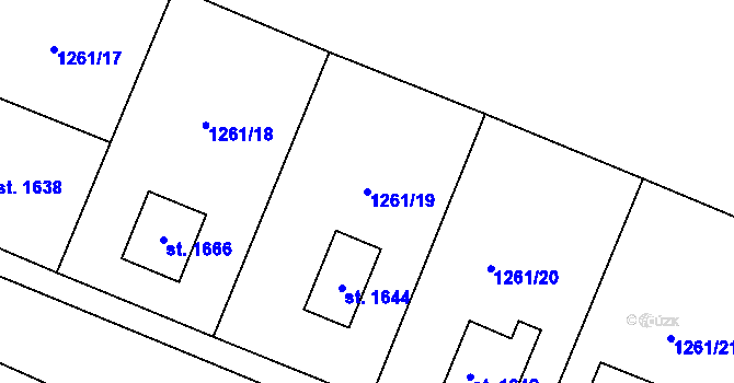Parcela st. 1261/19 v KÚ Cvikov, Katastrální mapa