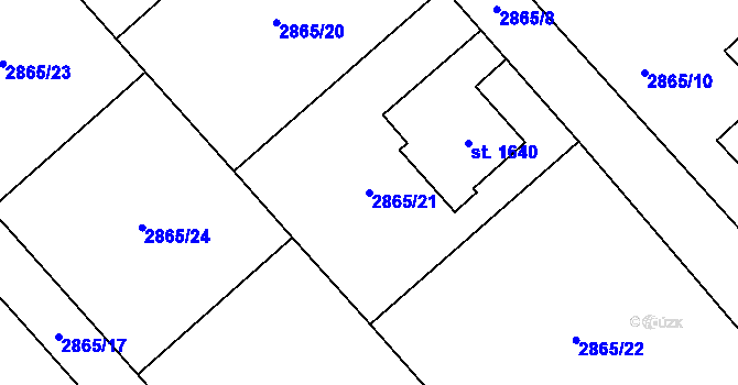 Parcela st. 2865/21 v KÚ Cvikov, Katastrální mapa