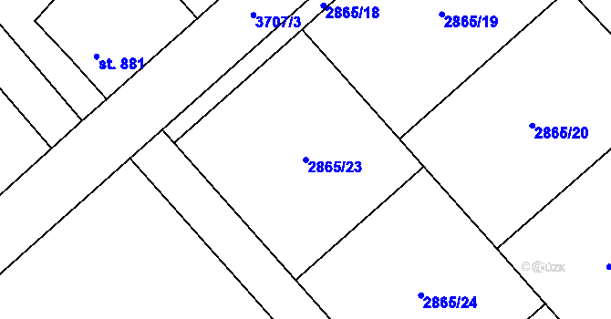 Parcela st. 2865/23 v KÚ Cvikov, Katastrální mapa