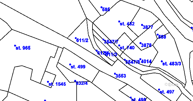Parcela st. 612/1 v KÚ Cvikov, Katastrální mapa