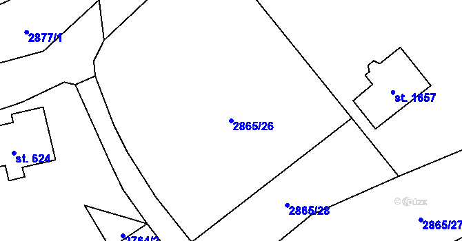 Parcela st. 2865/26 v KÚ Cvikov, Katastrální mapa