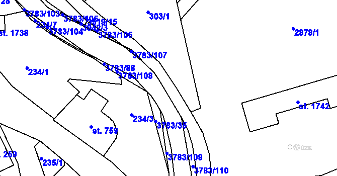 Parcela st. 303/3 v KÚ Cvikov, Katastrální mapa