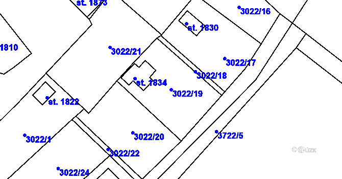 Parcela st. 3022/19 v KÚ Cvikov, Katastrální mapa