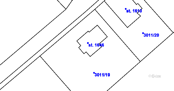 Parcela st. 1646 v KÚ Cvikov, Katastrální mapa