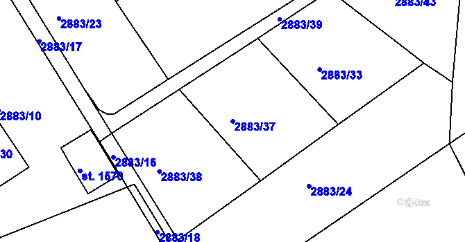 Parcela st. 2883/37 v KÚ Cvikov, Katastrální mapa