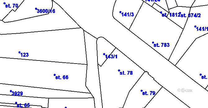 Parcela st. 143/1 v KÚ Cvikov, Katastrální mapa