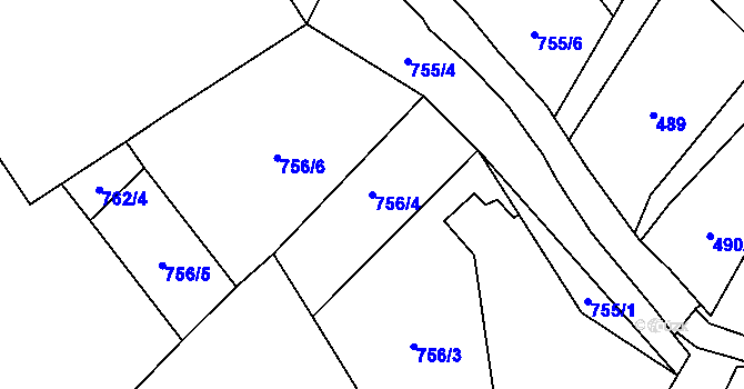 Parcela st. 756/4 v KÚ Cvikov, Katastrální mapa