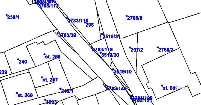 Parcela st. 3519/30 v KÚ Cvikov, Katastrální mapa