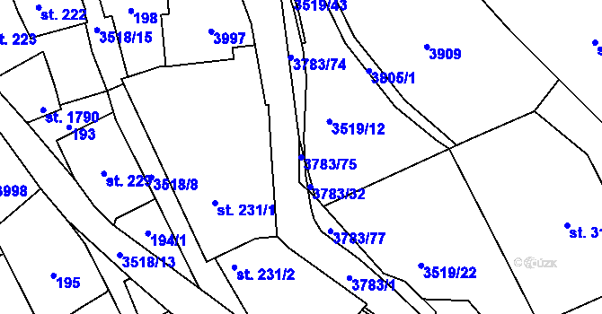 Parcela st. 3783/75 v KÚ Cvikov, Katastrální mapa