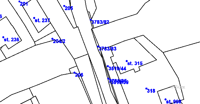 Parcela st. 3783/84 v KÚ Cvikov, Katastrální mapa