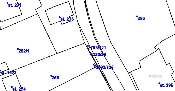 Parcela st. 3783/121 v KÚ Cvikov, Katastrální mapa