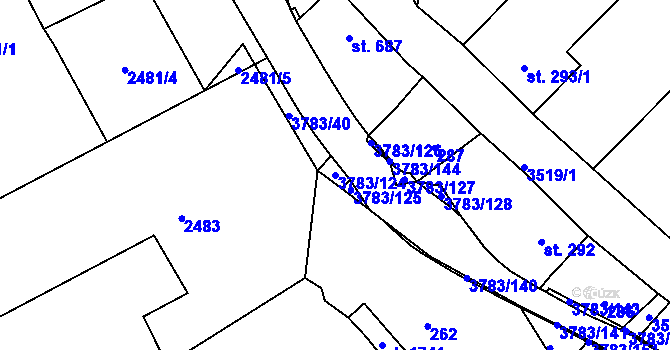 Parcela st. 3783/124 v KÚ Cvikov, Katastrální mapa