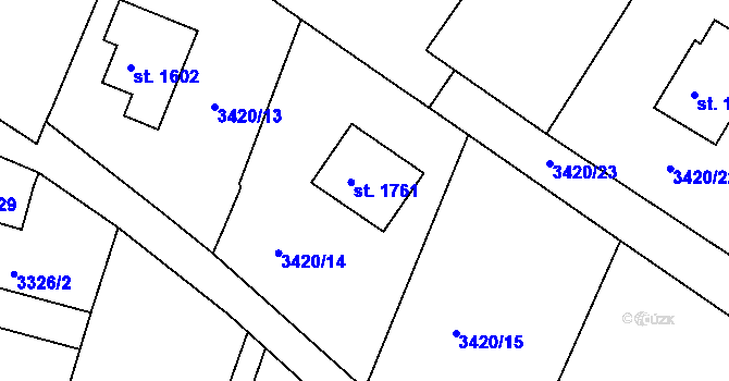 Parcela st. 1761 v KÚ Cvikov, Katastrální mapa