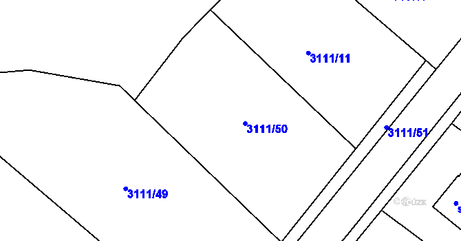 Parcela st. 3111/50 v KÚ Cvikov, Katastrální mapa