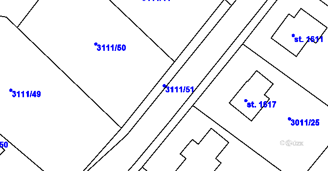Parcela st. 3111/51 v KÚ Cvikov, Katastrální mapa