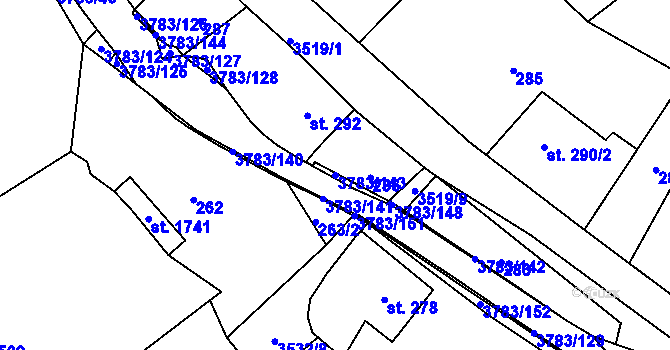 Parcela st. 3783/143 v KÚ Cvikov, Katastrální mapa