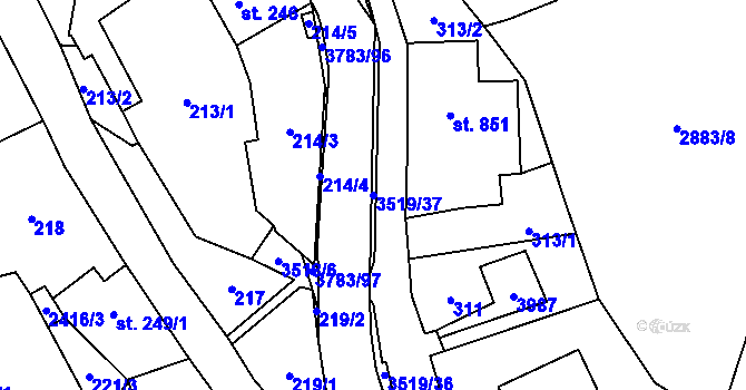 Parcela st. 3519/37 v KÚ Cvikov, Katastrální mapa