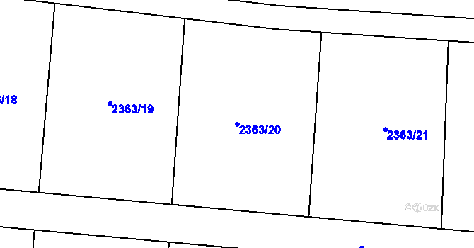 Parcela st. 2363/20 v KÚ Cvikov, Katastrální mapa