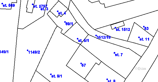 Parcela st. 5/1 v KÚ Cvikov, Katastrální mapa
