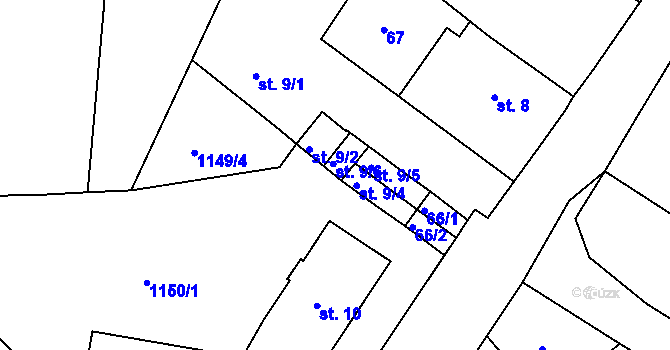 Parcela st. 9/6 v KÚ Cvikov, Katastrální mapa