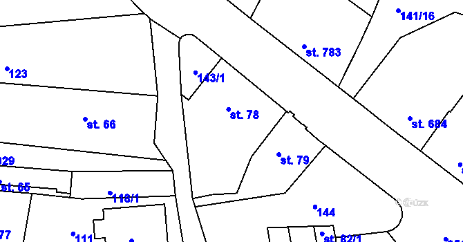 Parcela st. 78 v KÚ Cvikov, Katastrální mapa