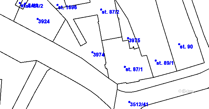 Parcela st. 87/1 v KÚ Cvikov, Katastrální mapa