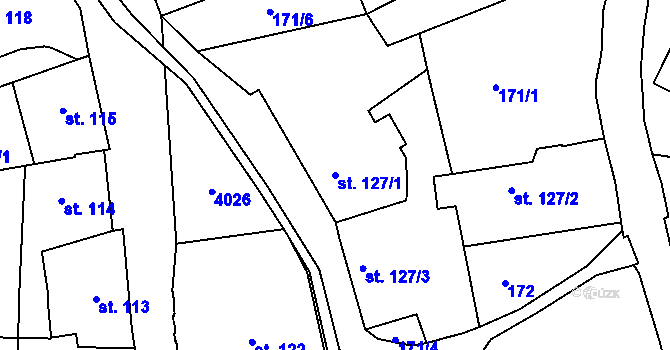 Parcela st. 127/1 v KÚ Cvikov, Katastrální mapa