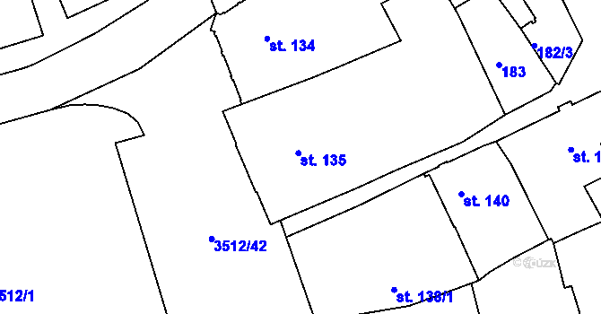 Parcela st. 135 v KÚ Cvikov, Katastrální mapa