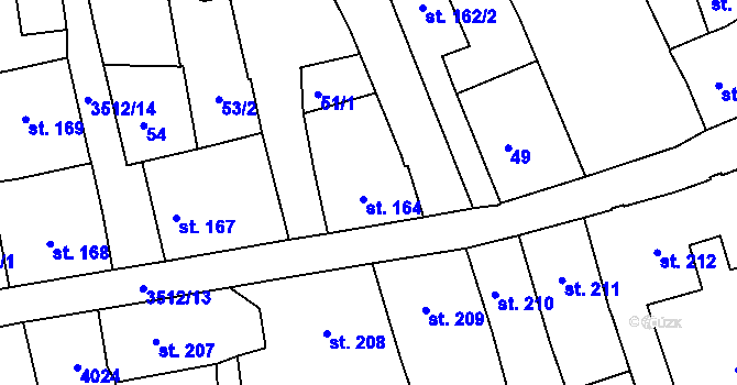 Parcela st. 164 v KÚ Cvikov, Katastrální mapa