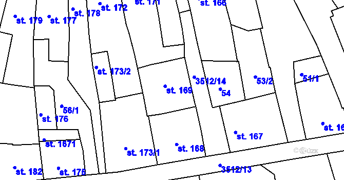 Parcela st. 169 v KÚ Cvikov, Katastrální mapa