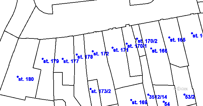 Parcela st. 172 v KÚ Cvikov, Katastrální mapa