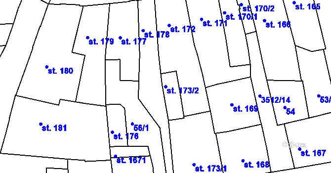 Parcela st. 173/2 v KÚ Cvikov, Katastrální mapa