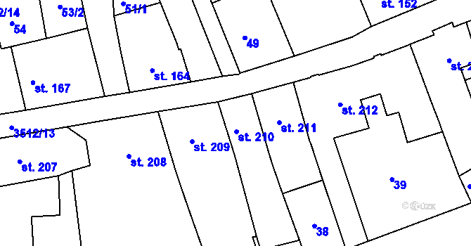 Parcela st. 210 v KÚ Cvikov, Katastrální mapa