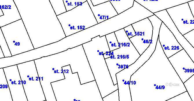 Parcela st. 214 v KÚ Cvikov, Katastrální mapa