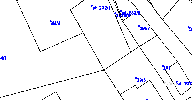 Parcela st. 232/2 v KÚ Cvikov, Katastrální mapa