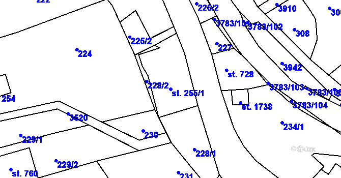 Parcela st. 255/1 v KÚ Cvikov, Katastrální mapa