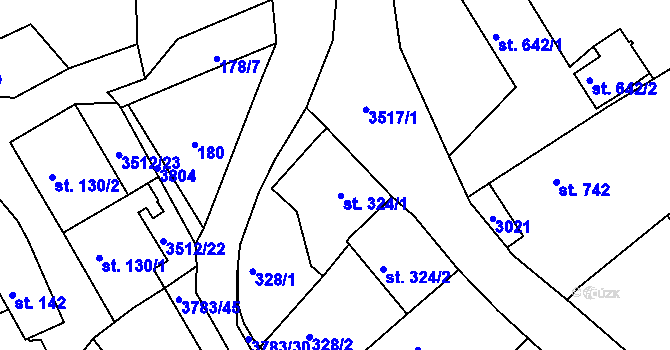 Parcela st. 324/1 v KÚ Cvikov, Katastrální mapa