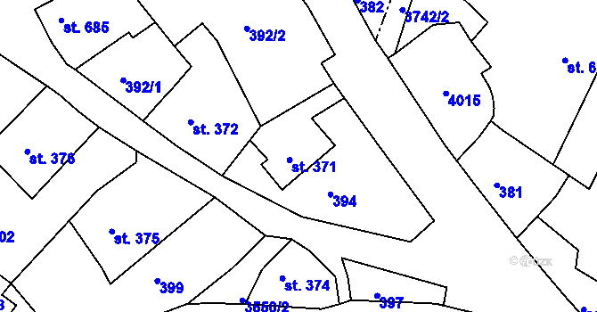 Parcela st. 371 v KÚ Cvikov, Katastrální mapa