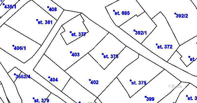 Parcela st. 376 v KÚ Cvikov, Katastrální mapa