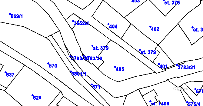Parcela st. 379 v KÚ Cvikov, Katastrální mapa