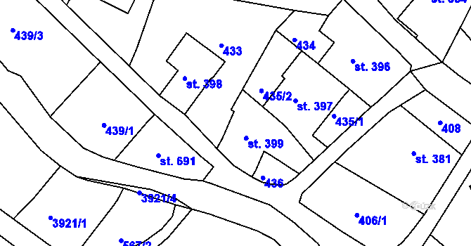 Parcela st. 399 v KÚ Cvikov, Katastrální mapa