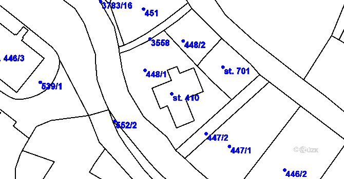 Parcela st. 410 v KÚ Cvikov, Katastrální mapa