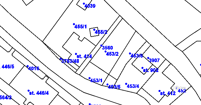 Parcela st. 413 v KÚ Cvikov, Katastrální mapa