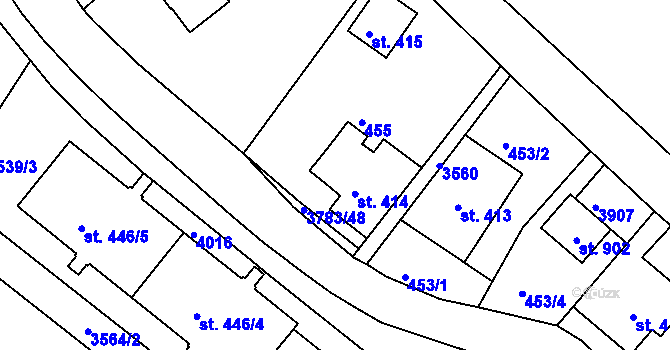 Parcela st. 414 v KÚ Cvikov, Katastrální mapa
