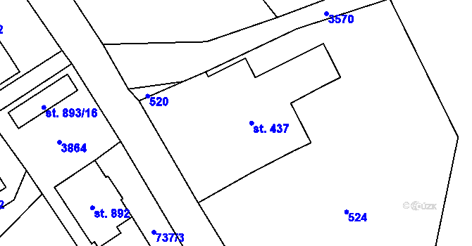 Parcela st. 437 v KÚ Cvikov, Katastrální mapa