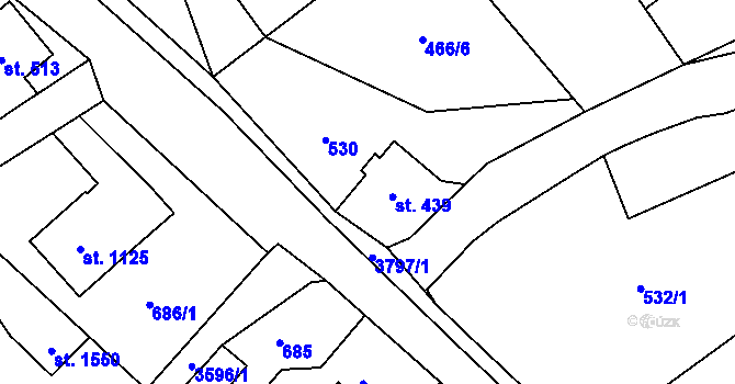 Parcela st. 439 v KÚ Cvikov, Katastrální mapa