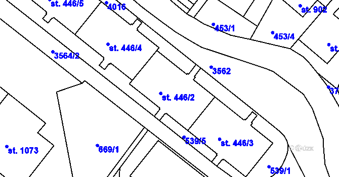 Parcela st. 446/2 v KÚ Cvikov, Katastrální mapa