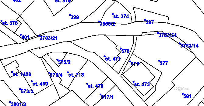 Parcela st. 471 v KÚ Cvikov, Katastrální mapa